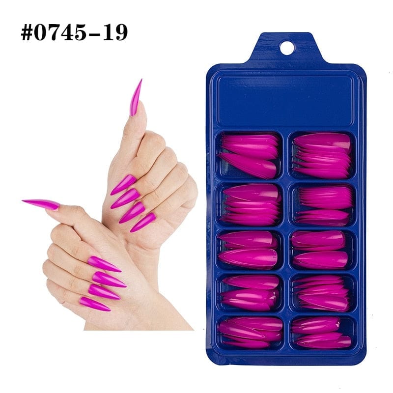 100pcs Solid Color Plastic Shiny High-Hard Holiday Ballerina Nails