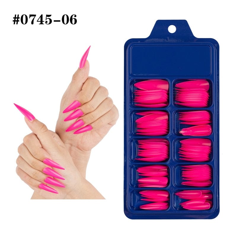 100pcs Solid Color Plastic Shiny High-Hard Holiday Ballerina Nails