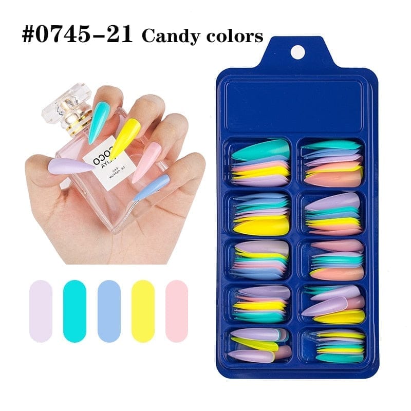100pcs Solid Color Plastic Shiny High-Hard Holiday Ballerina Nails