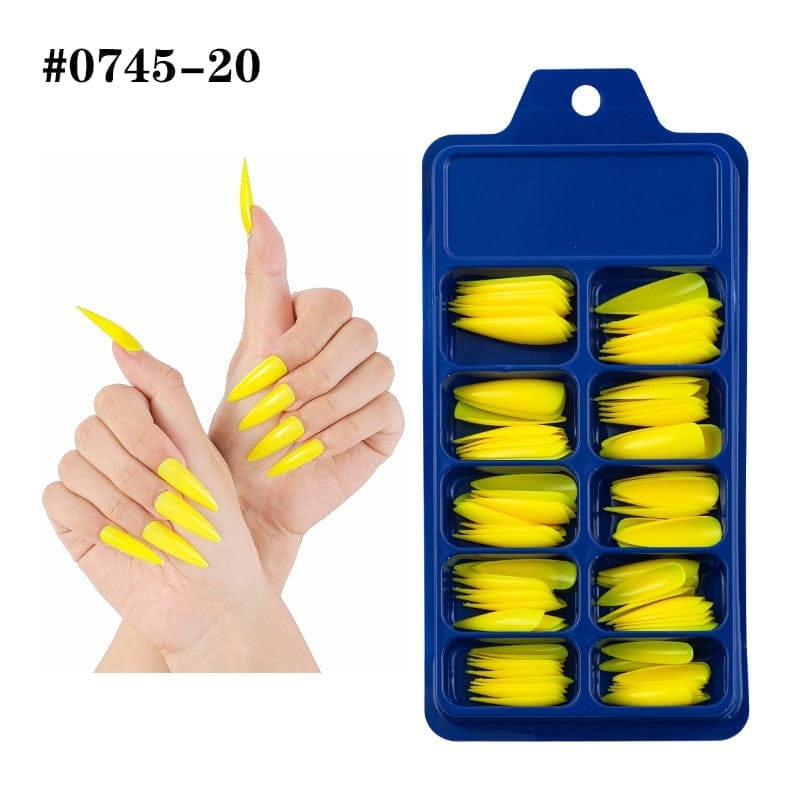 100pcs Solid Color Plastic Shiny High-Hard Holiday Ballerina Nails