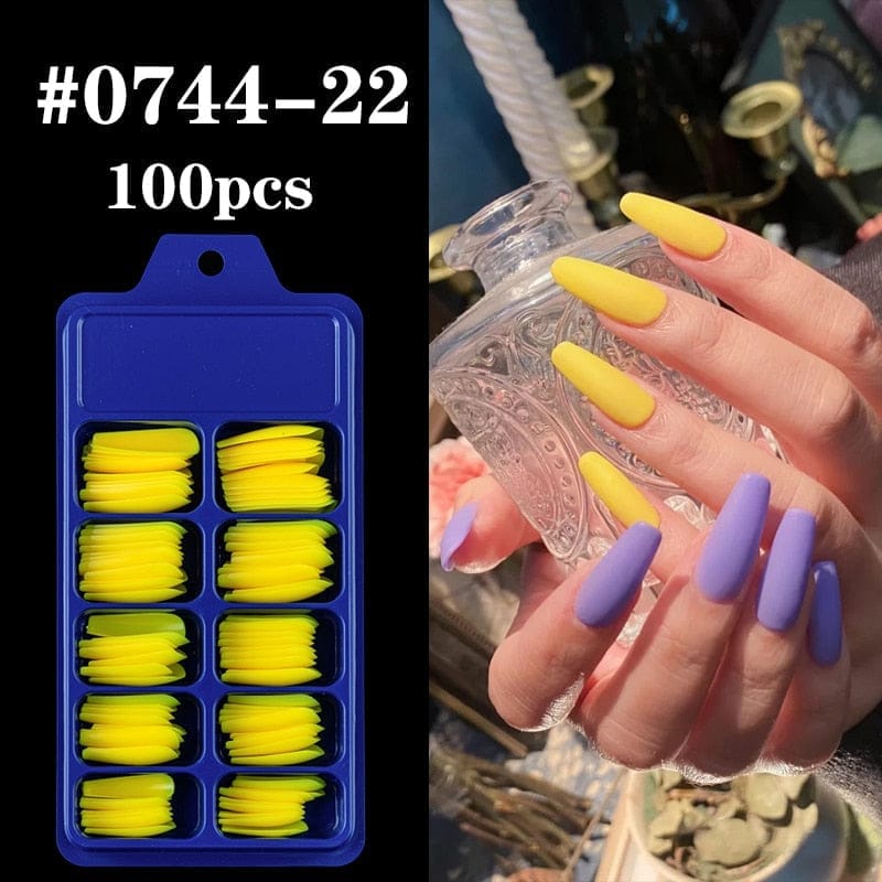 100pcs Solid Color Plastic Shiny High-Hard Holiday Ballerina Nails