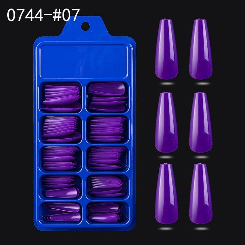 100pcs Solid Color Plastic Shiny High-Hard Holiday Ballerina Nails