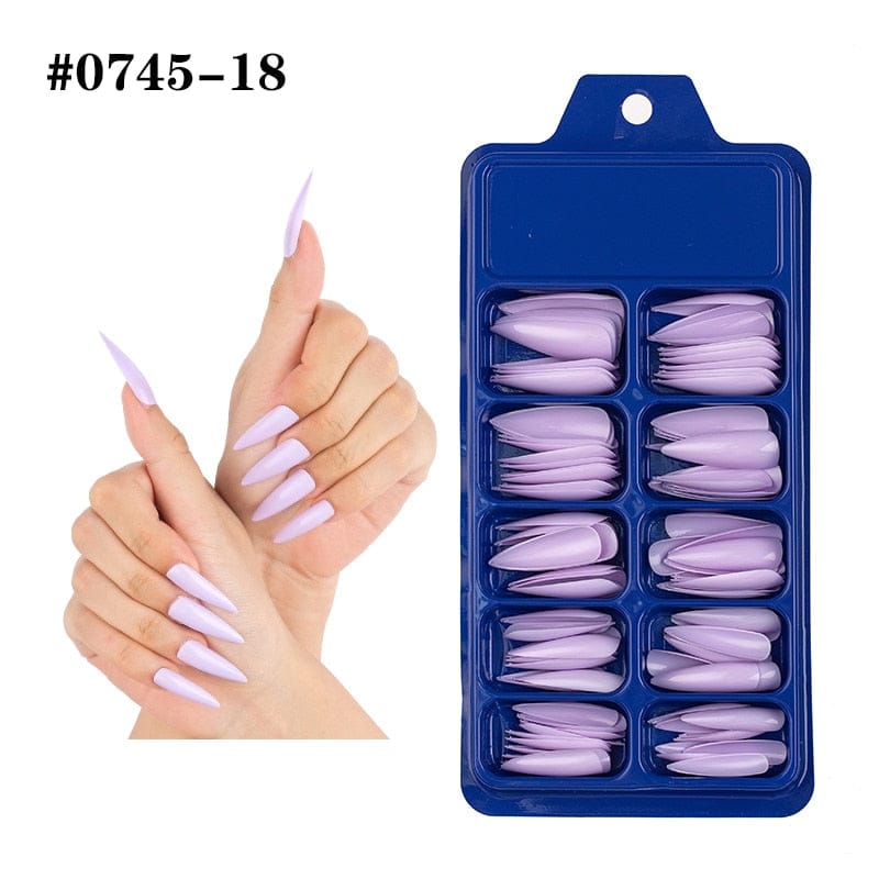 100pcs Solid Color Plastic Shiny High-Hard Holiday Ballerina Nails