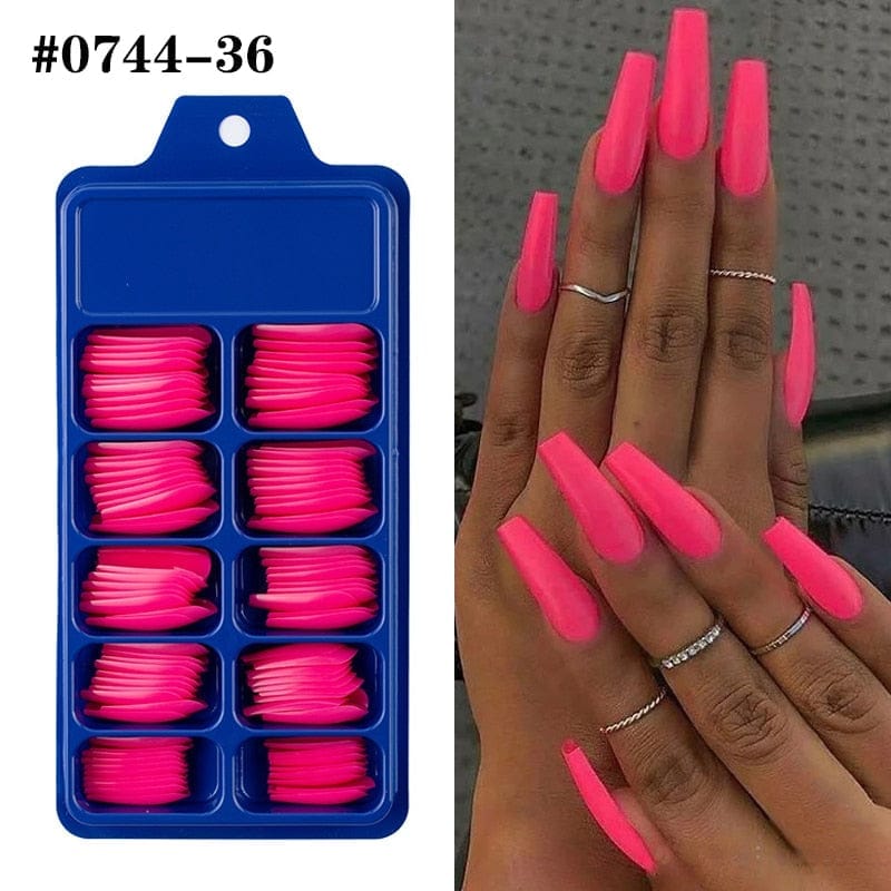 100pcs Solid Color Plastic Shiny High-Hard Holiday Ballerina Nails