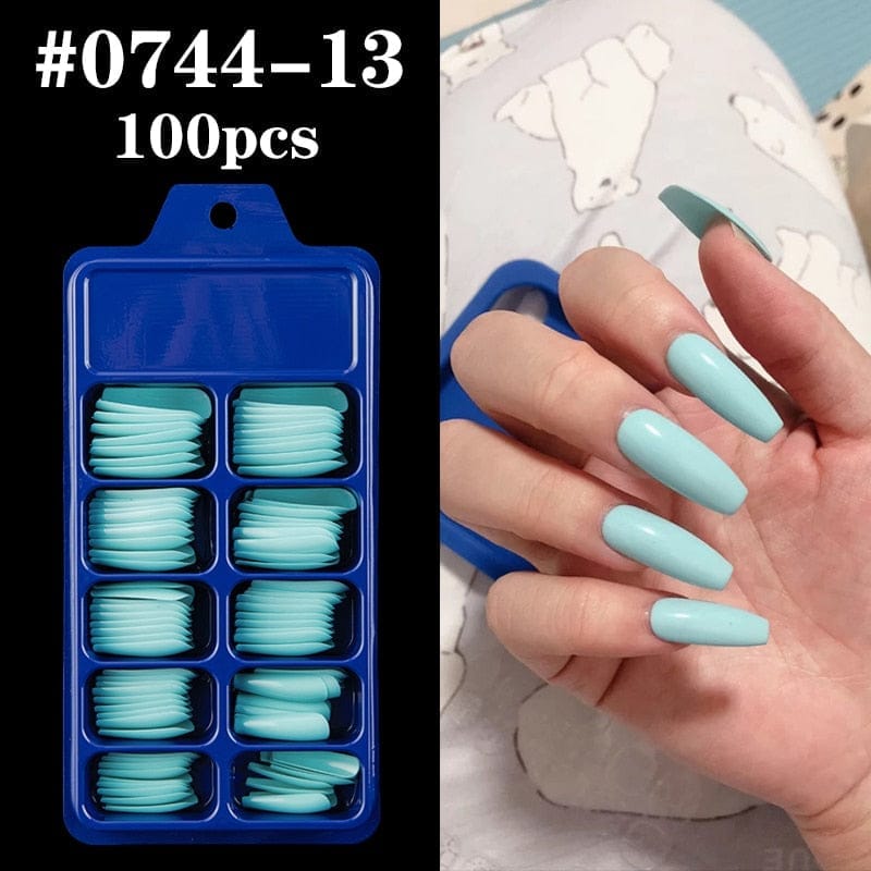 100pcs Solid Color Plastic Shiny High-Hard Holiday Ballerina Nails