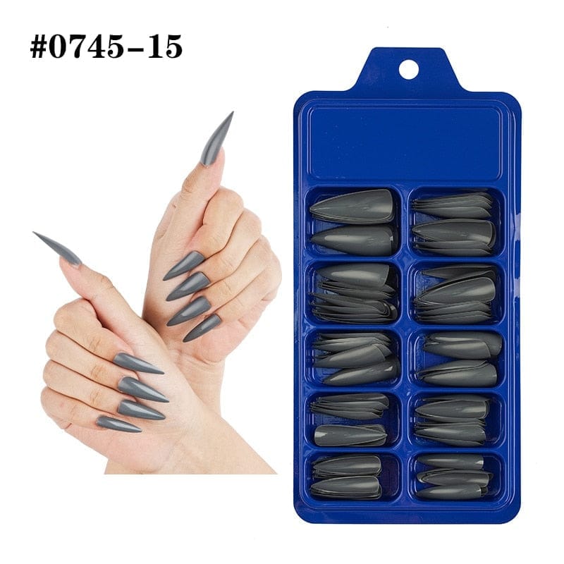 100pcs Solid Color Plastic Shiny High-Hard Holiday Ballerina Nails