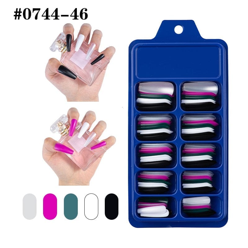 100pcs Solid Color Plastic Shiny High-Hard Holiday Ballerina Nails