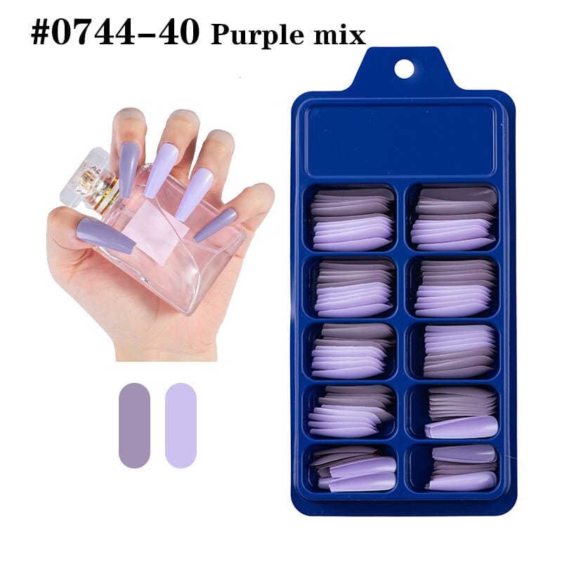 100pcs Solid Color Plastic Shiny High-Hard Holiday Ballerina Nails