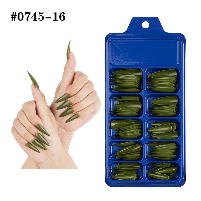 100pcs Solid Color Plastic Shiny High-Hard Holiday Ballerina Nails