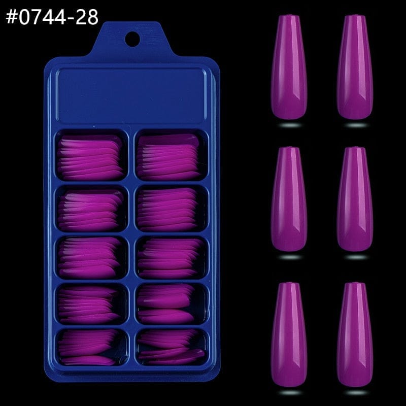 100pcs Solid Color Plastic Shiny High-Hard Holiday Ballerina Nails