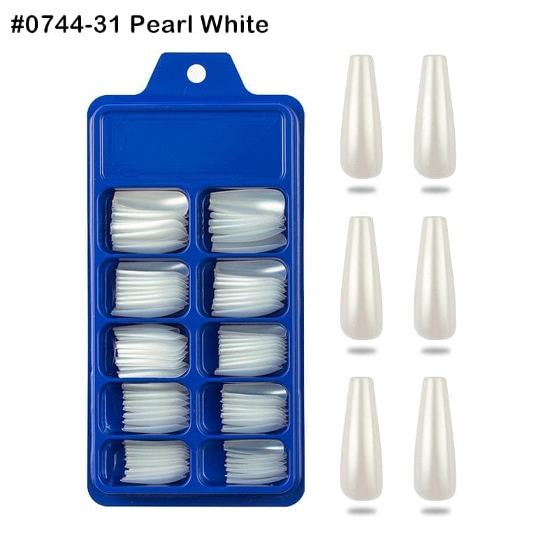 100pcs Solid Color Plastic Shiny High-Hard Holiday Ballerina Nails