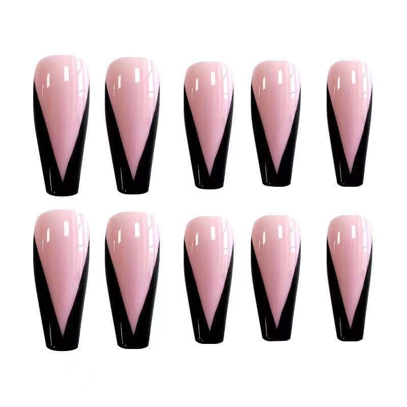 20Pcs Full Cover French Nails Press on Tips Coffin False Acrylic Ballerina Nails