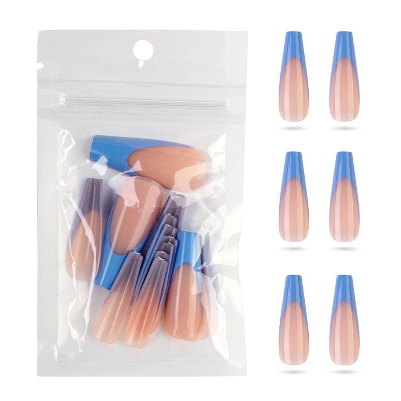 20Pcs Full Cover French Nails Press on Tips Coffin False Acrylic Ballerina Nails