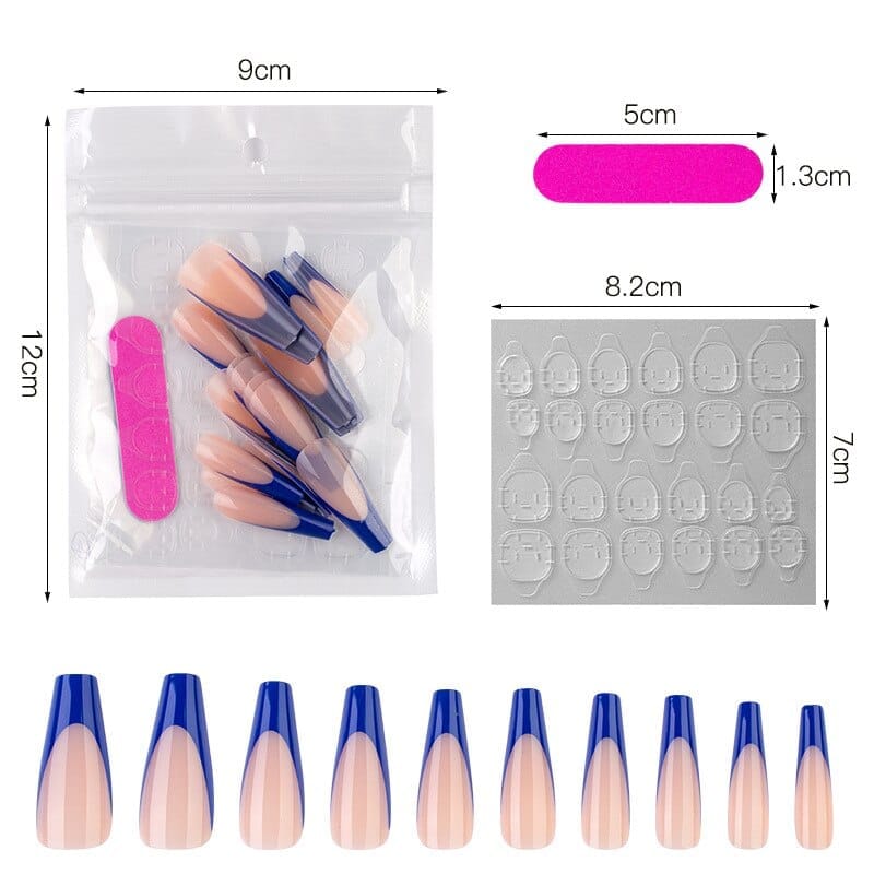 20Pcs Full Cover French Nails Press on Tips Coffin False Acrylic Ballerina Nails