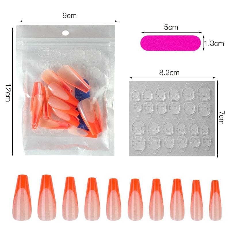 20Pcs Full Cover French Nails Press on Tips Coffin False Acrylic Ballerina Nails