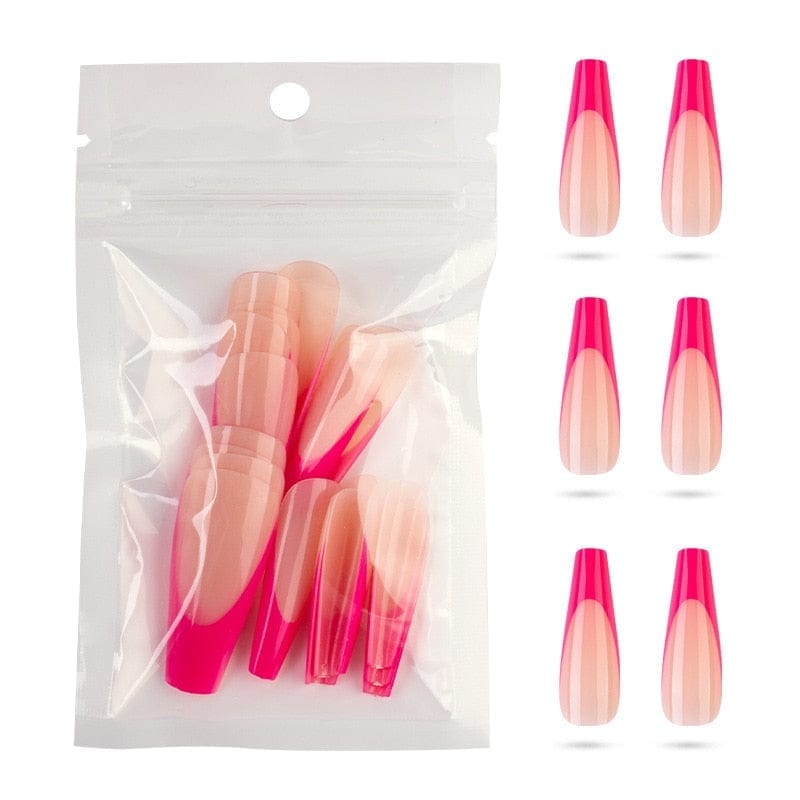 20Pcs Full Cover French Nails Press on Tips Coffin False Acrylic Ballerina Nails