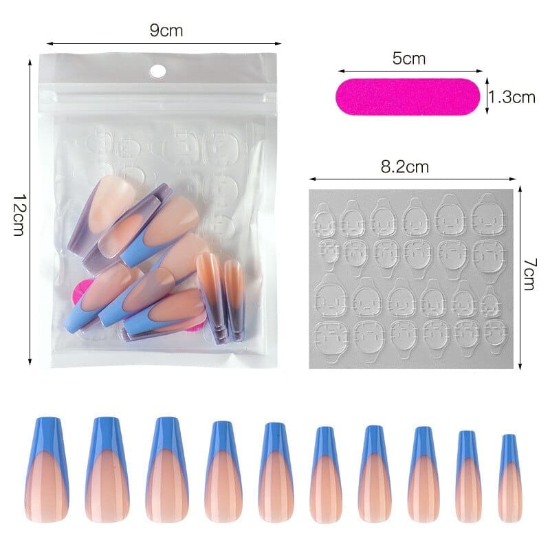 20Pcs Full Cover French Nails Press on Tips Coffin False Acrylic Ballerina Nails