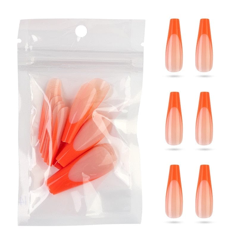 20Pcs Full Cover French Nails Press on Tips Coffin False Acrylic Ballerina Nails
