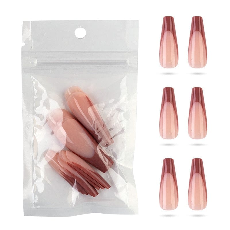 20Pcs Full Cover French Nails Press on Tips Coffin False Acrylic Ballerina Nails