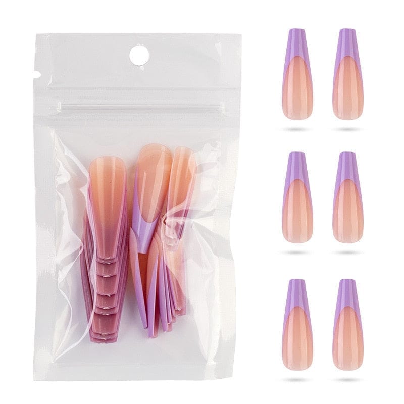20Pcs Full Cover French Nails Press on Tips Coffin False Acrylic Ballerina Nails