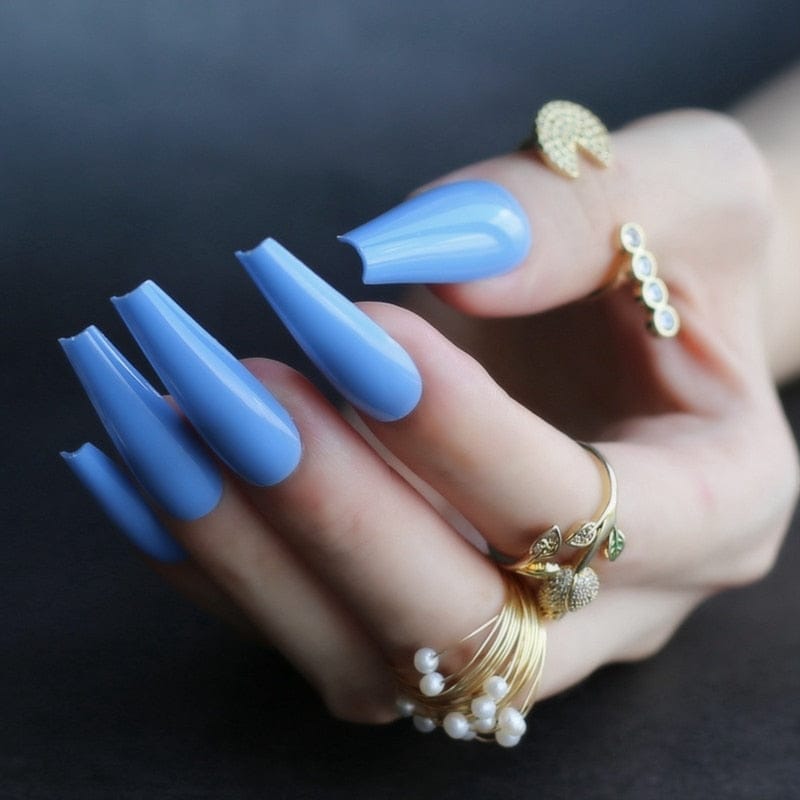 24 Pcs Extra Rainbow nails long coffin Ombre fake nail luxury coffin  false nails