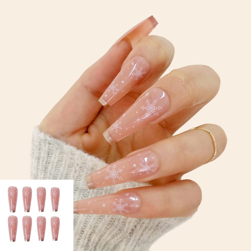 24PCS Fake Nails With Glue Rhinestones