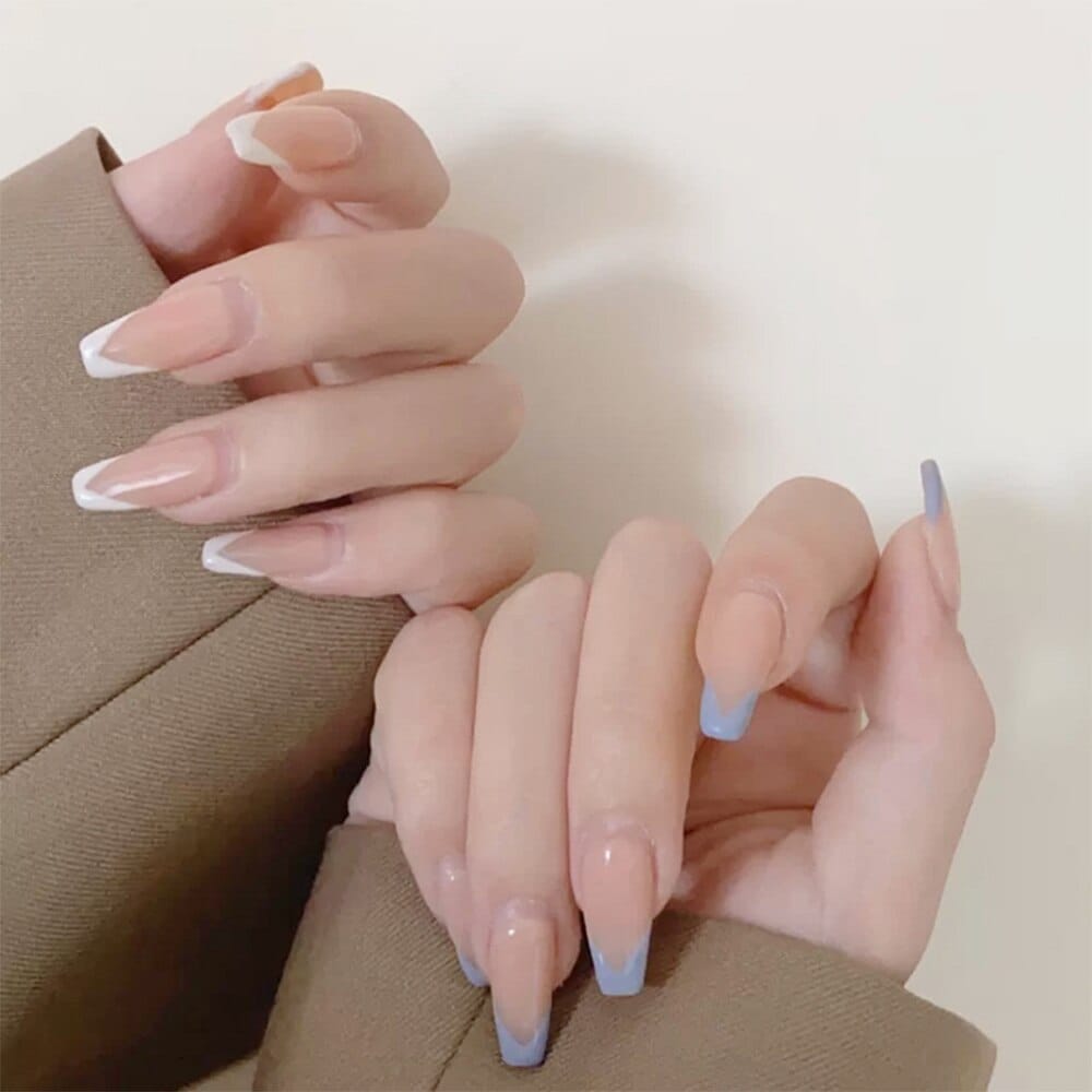 24PCS Fake Nails With Glue Rhinestones