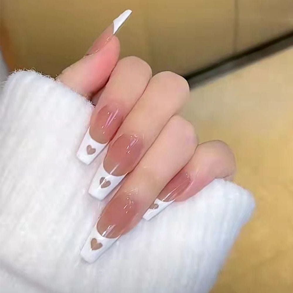 24PCS Fake Nails With Glue Rhinestones