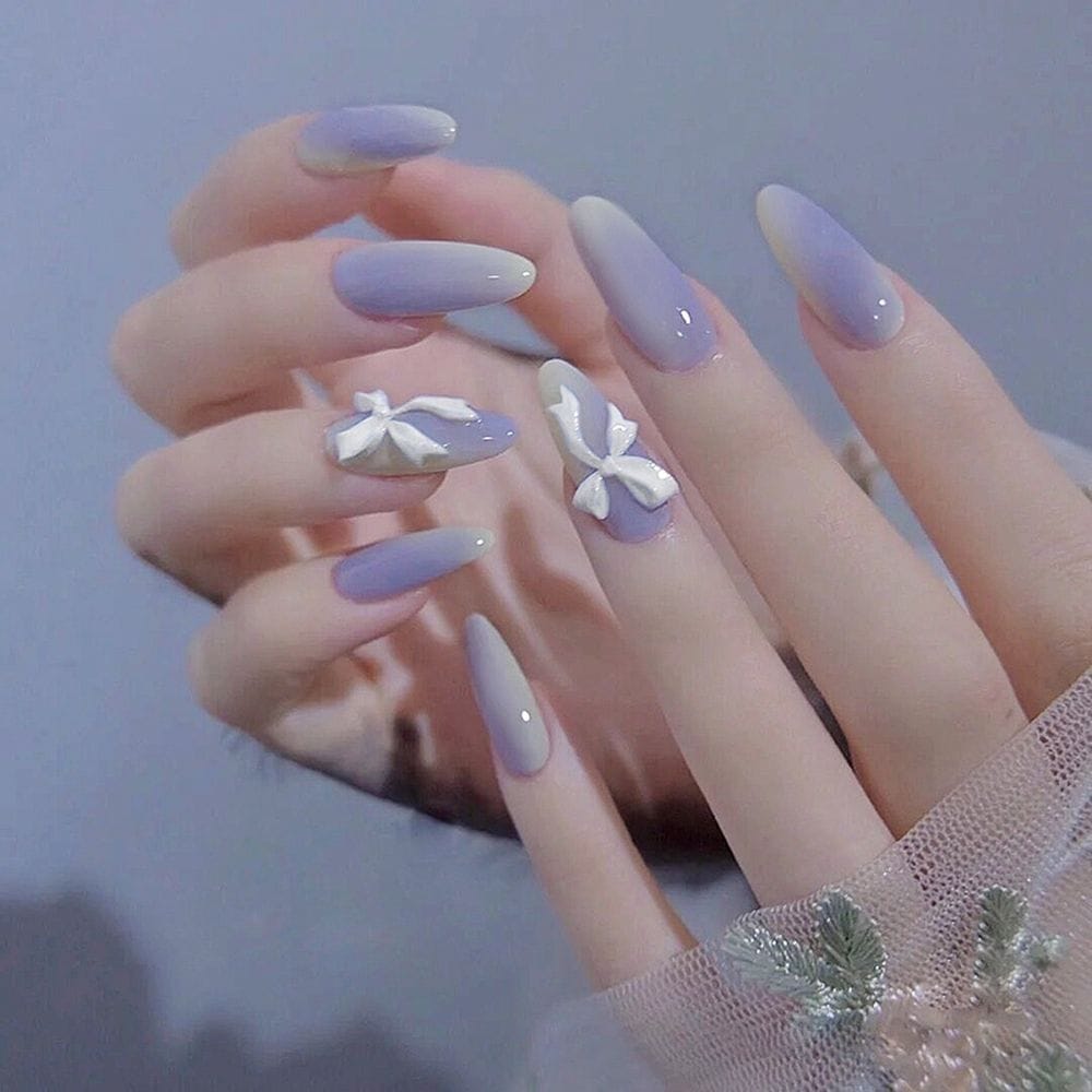 24Pcs/Set European Long Coffin Fake Nails Pre-design False Nails with Glue