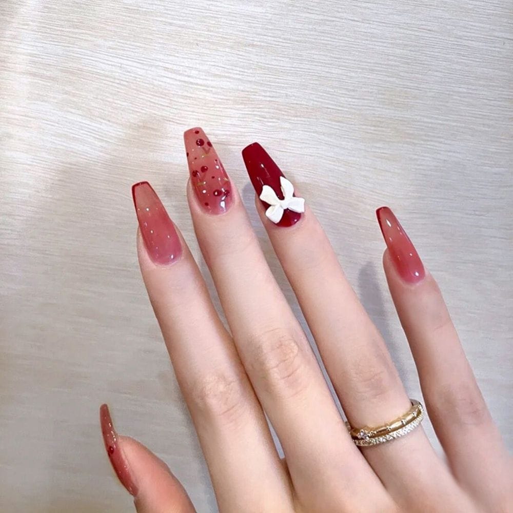 24Pcs/Set European Long Coffin Fake Nails Pre-design False Nails with Glue