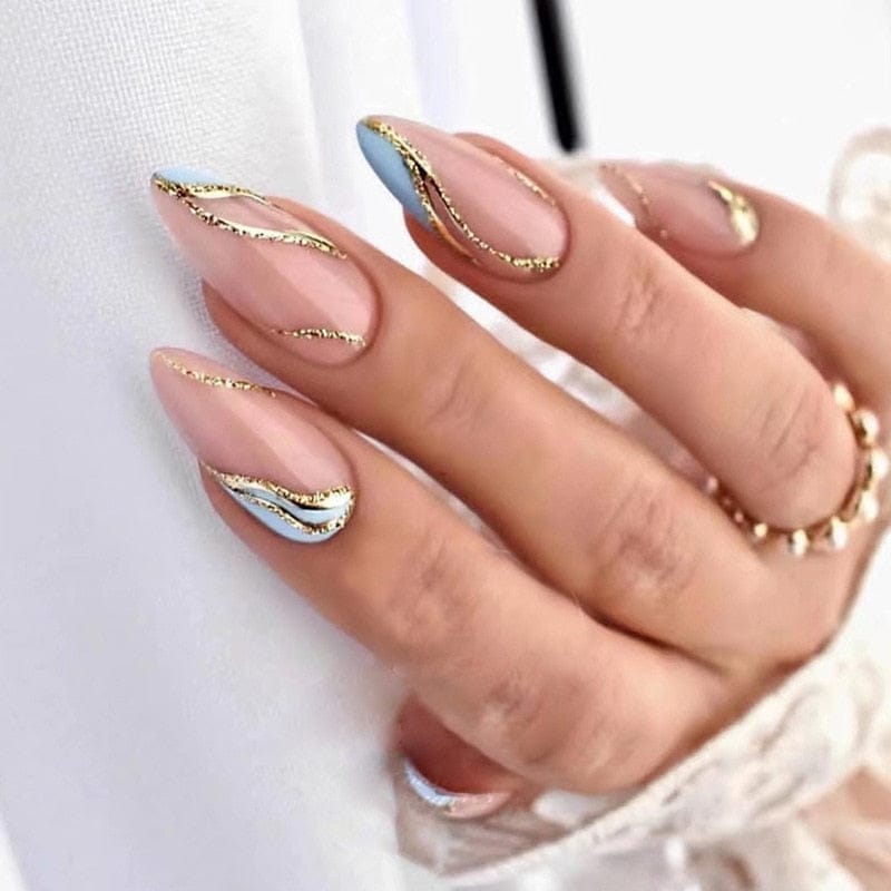 24pcs Long Stiletto Wearable French Fake Nails