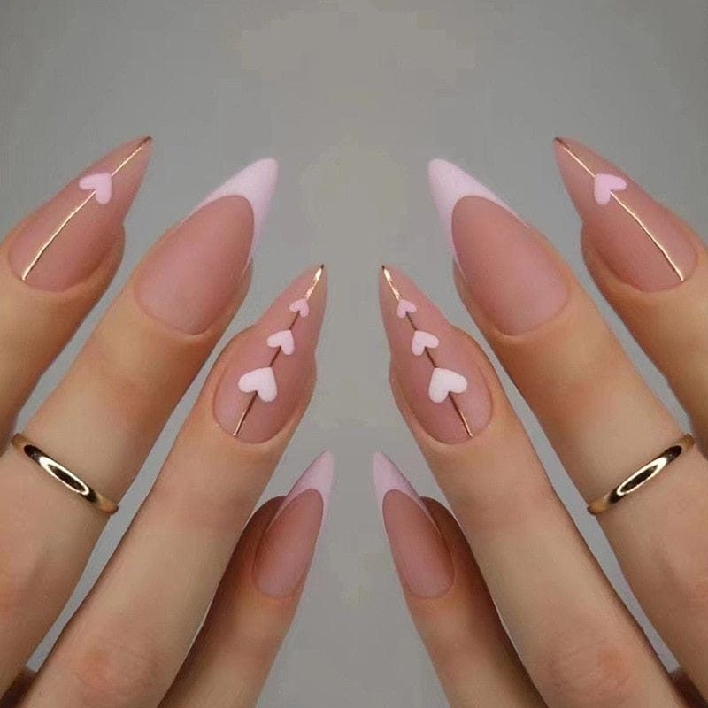 24pcs Long Stiletto Wearable French Fake Nails