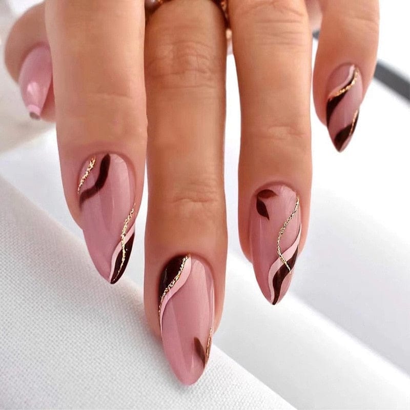 24pcs Long Stiletto Wearable French Fake Nails
