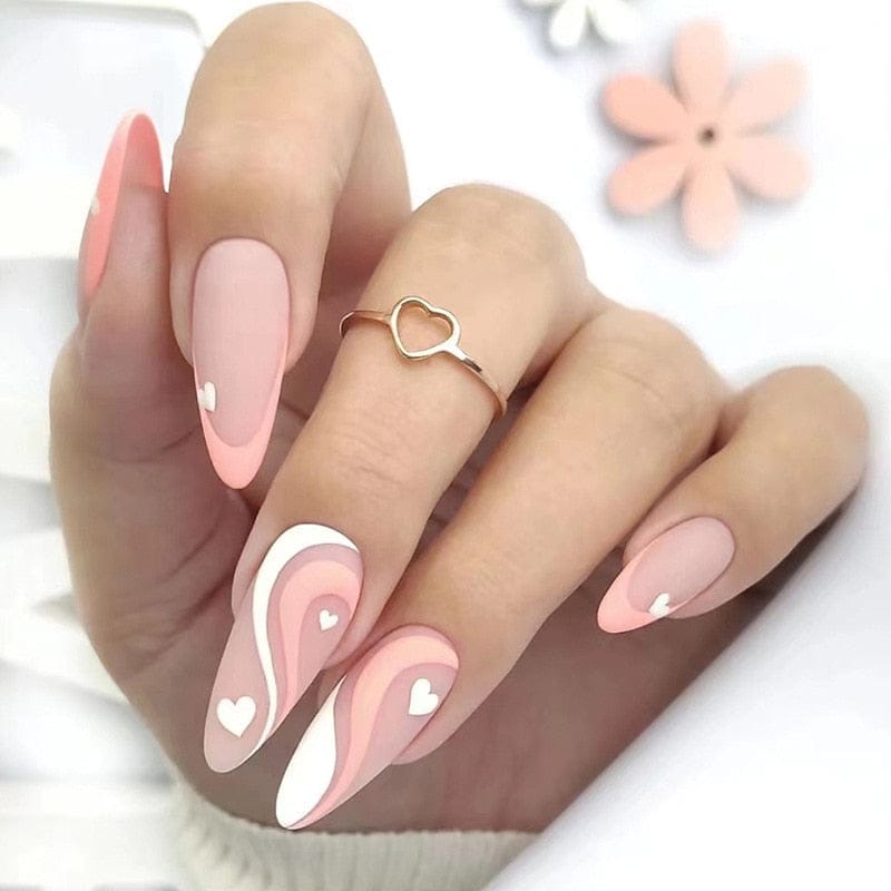 24pcs Long Stiletto Wearable French Fake Nails