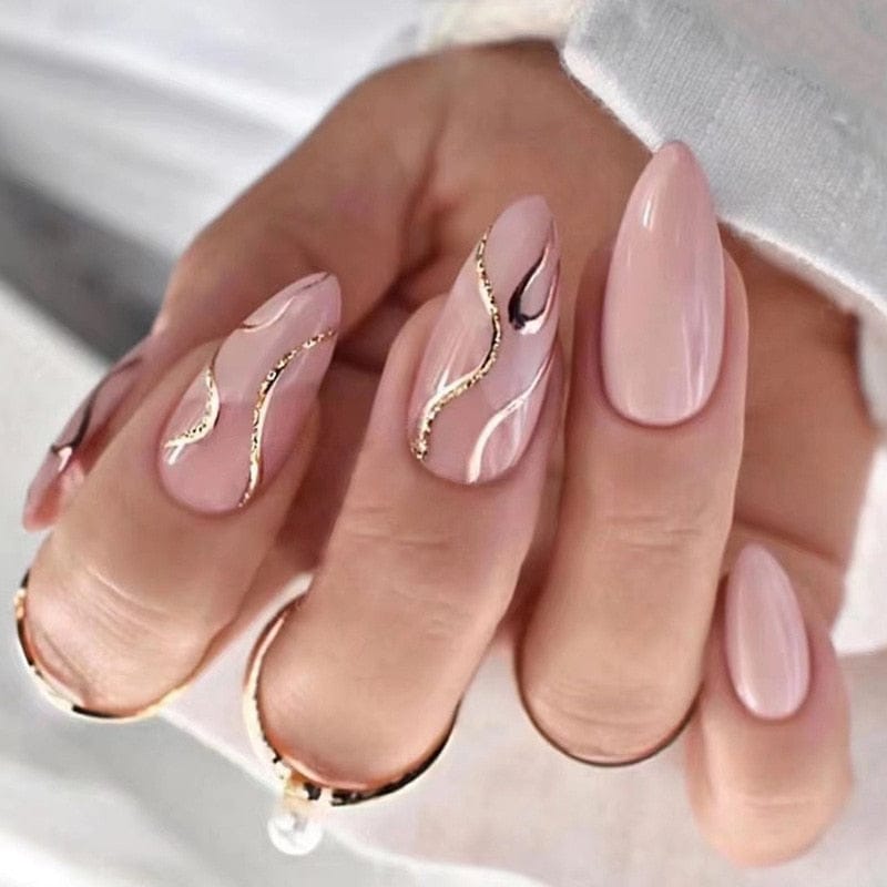 24pcs Long Stiletto Wearable French Fake Nails