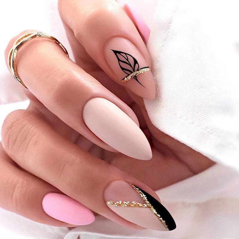 24pcs Long Stiletto Wearable French Fake Nails