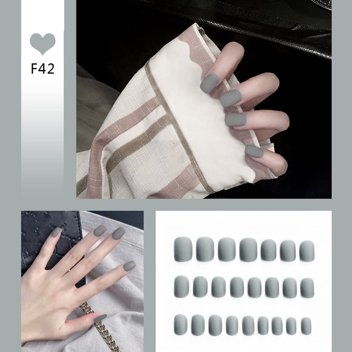 24pcs/box Full Cover fake Press on Nails Frosted Ballerina Acrylic Nails