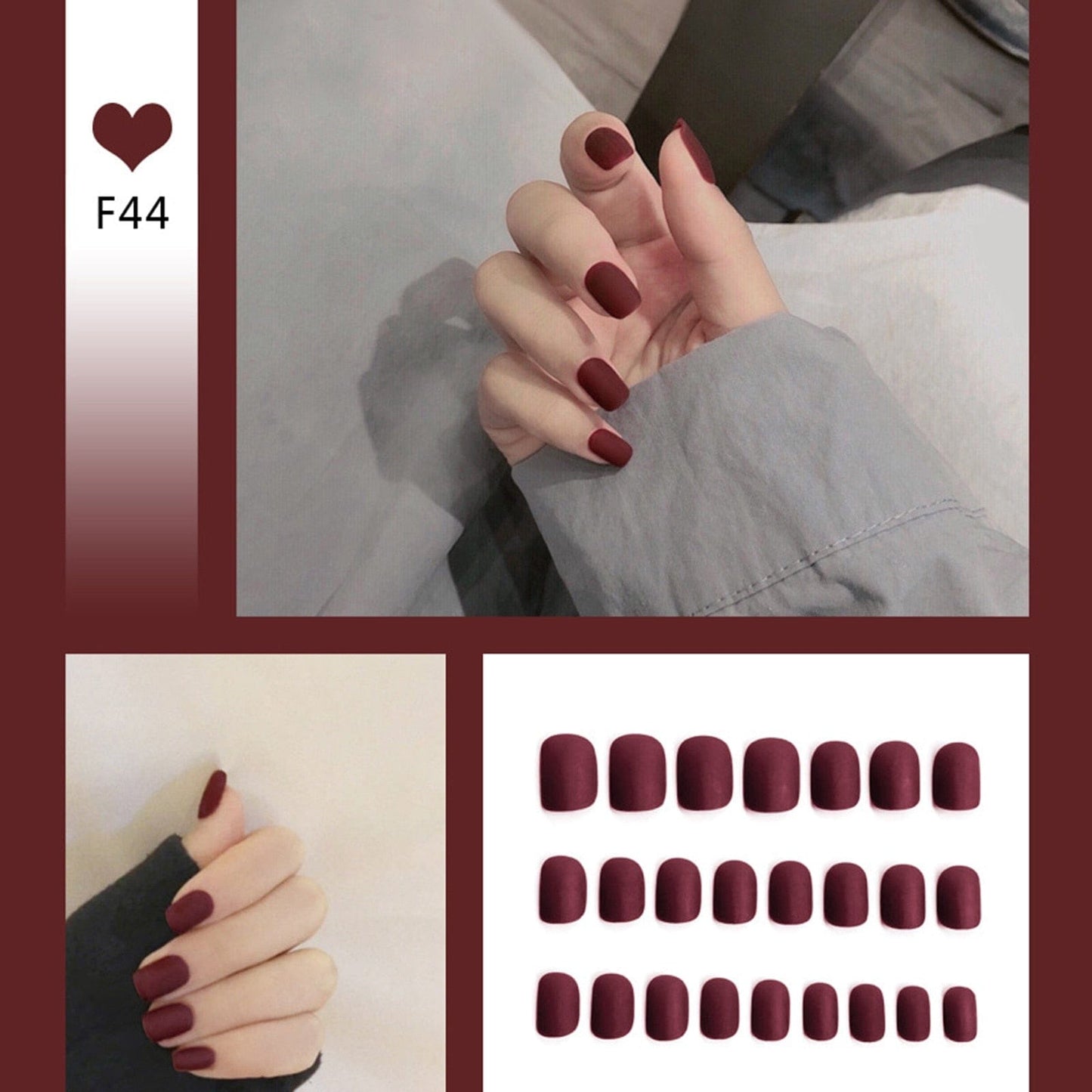 24pcs/box Full Cover fake Press on Nails Frosted Ballerina Acrylic Nails