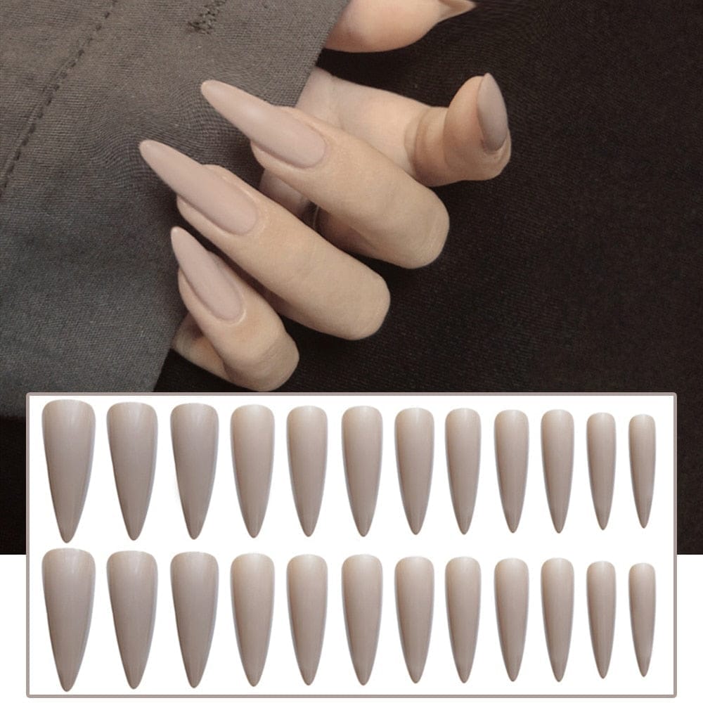 24pcs/box Full Cover fake Press on Nails Frosted Ballerina Acrylic Nails