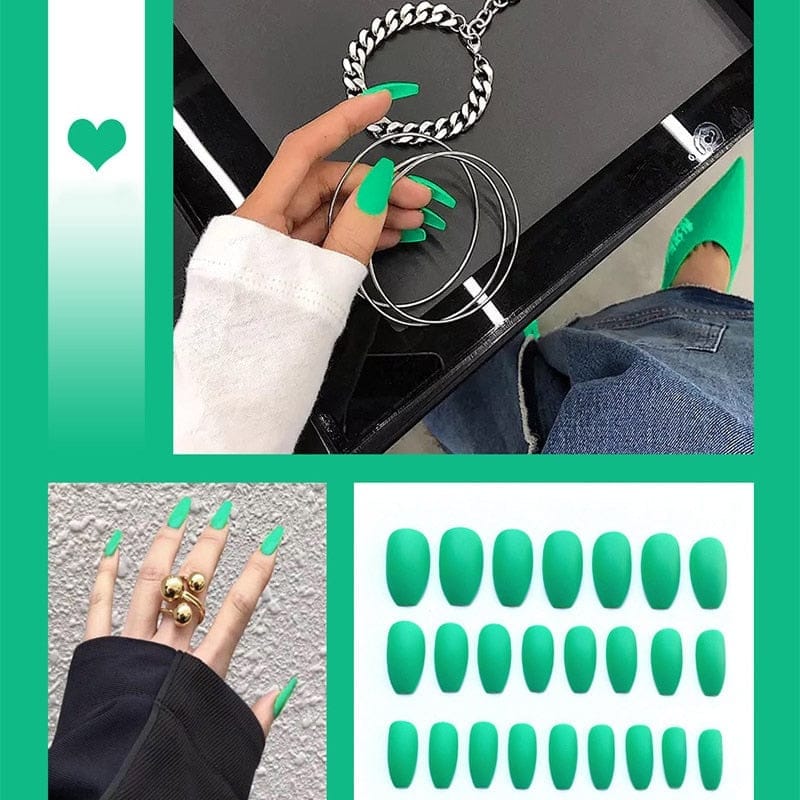 24pcs/box Full Cover fake Press on Nails Frosted Ballerina Acrylic Nails