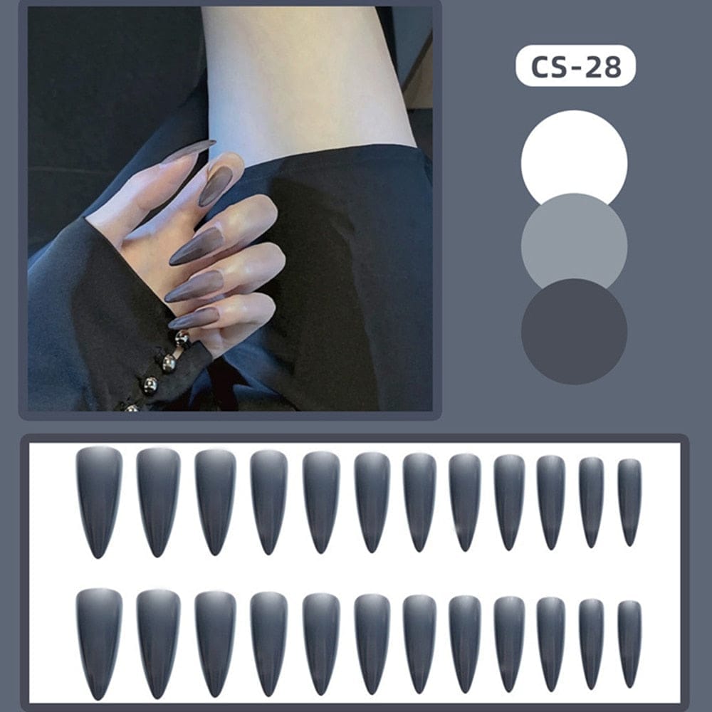 24pcs/box Full Cover fake Press on Nails Frosted Ballerina Acrylic Nails