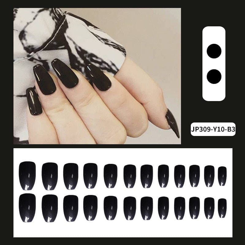 24pcs/box Full Cover fake Press on Nails Frosted Ballerina Acrylic Nails