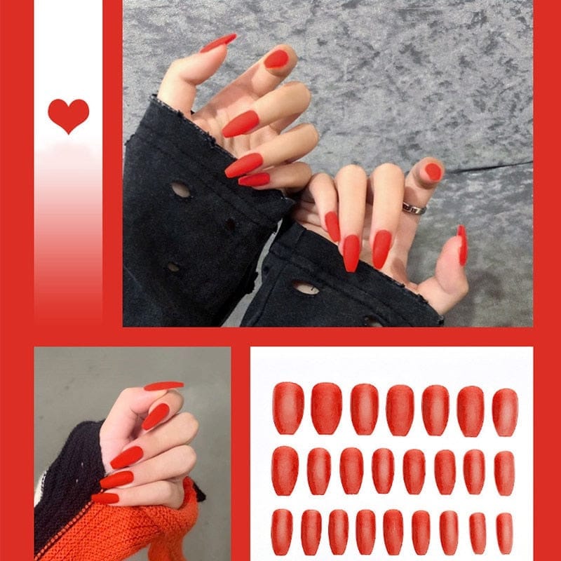 24pcs/box Full Cover fake Press on Nails Frosted Ballerina Acrylic Nails