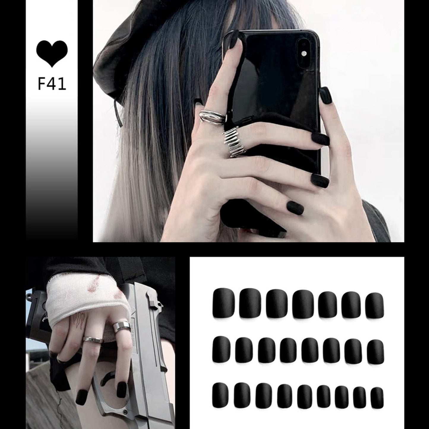 24pcs/box Full Cover fake Press on Nails Frosted Ballerina Acrylic Nails