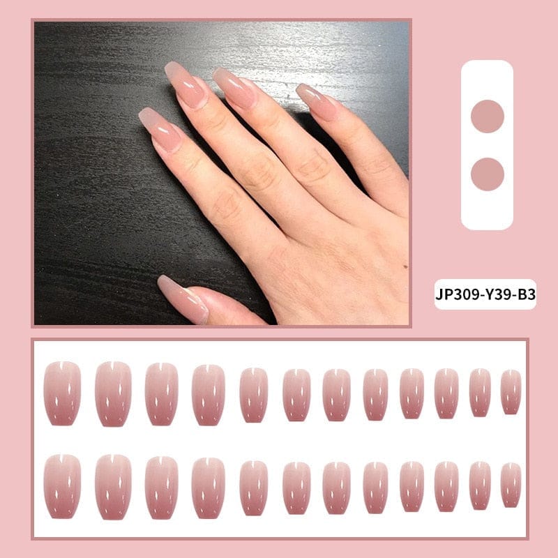 24pcs/box Full Cover fake Press on Nails Frosted Ballerina Acrylic Nails