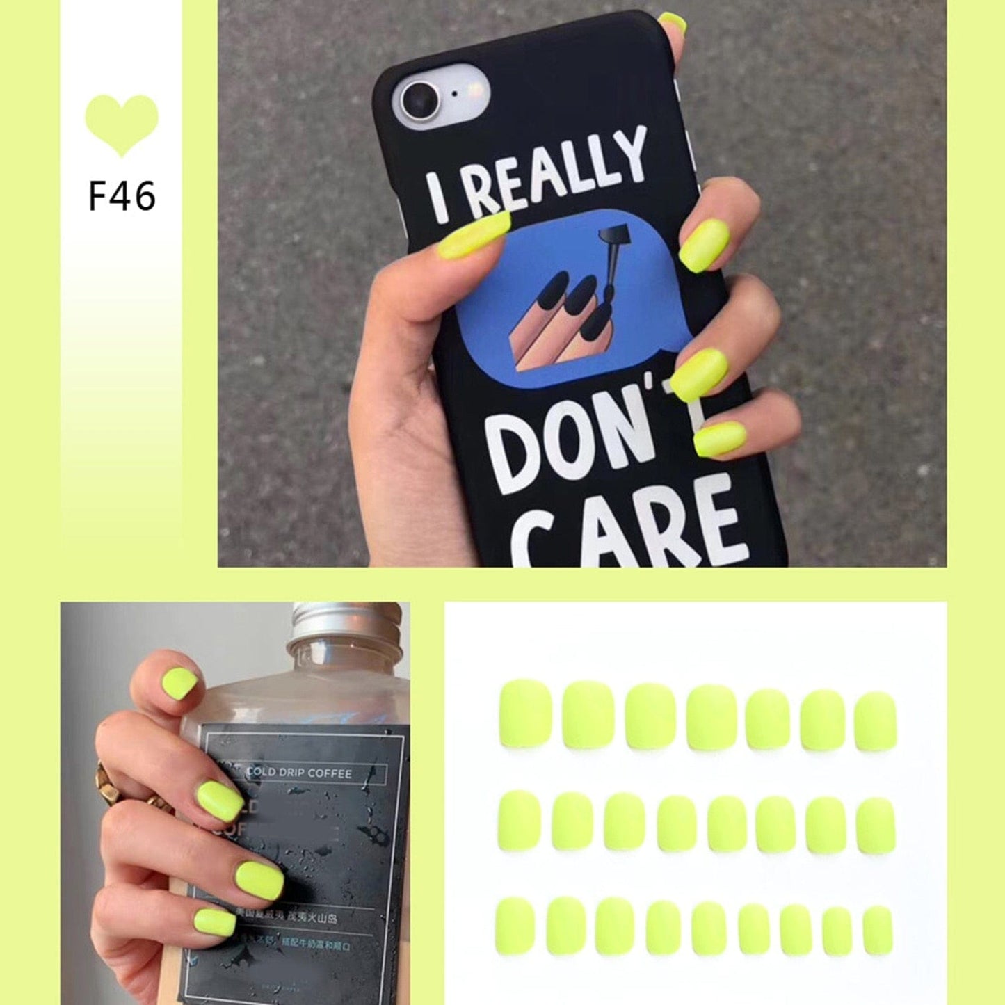 24pcs/box Full Cover fake Press on Nails Frosted Ballerina Acrylic Nails