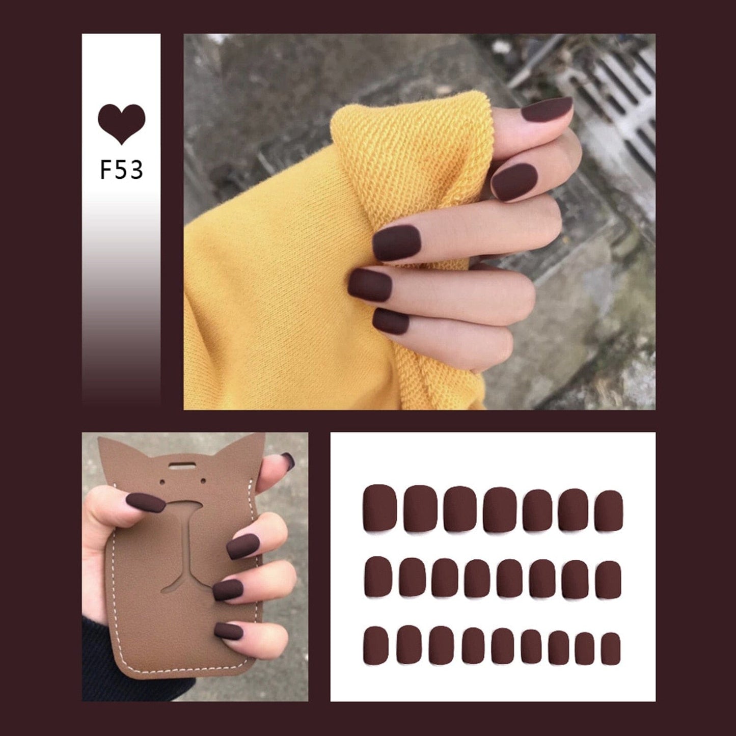 24pcs/box Full Cover fake Press on Nails Frosted Ballerina Acrylic Nails