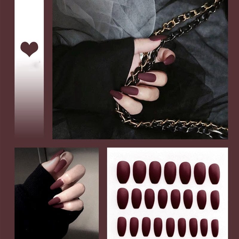 24pcs/box Full Cover fake Press on Nails Frosted Ballerina Acrylic Nails