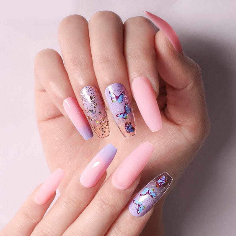 24pcs/box fake nails with glue