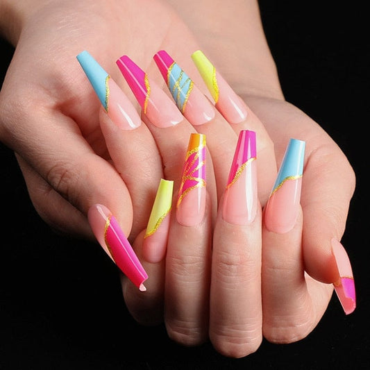 24pcs/box fake nails with glue